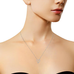 1 ct. tw Genuine Diamond Heart Ribbon Pendant Necklace .925 Sterling Silver (I-J Clarity  I2-I3 Color) 18' Necklace