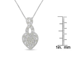 1/3 ct. tw Genuine Diamond Ribbon Halo Heart Pendant Necklace .925 Sterling Silver (I-J Color/ I2-I3 Clarity) 18" Necklace