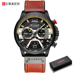 Military Chronograph Watch Leather Strap