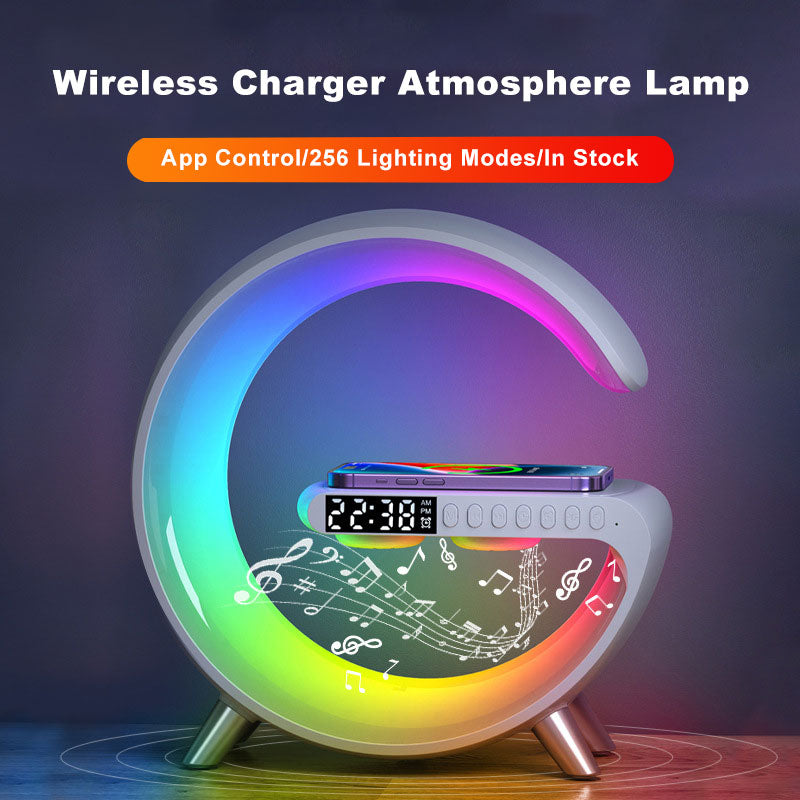 Bluetooth Speaker Wireless Fast Charging Clock Lamp Atmosphere Nightlight Alarm