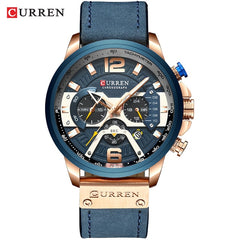 Military Chronograph Watch Leather Strap