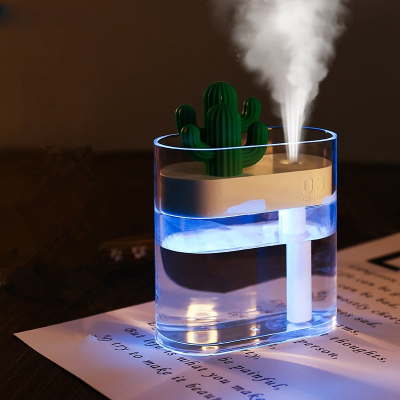 Ultrasonic Air Humidifier Diffuser Essential Oil 160ml Clear Cactus LED USB Car Purifier Aroma ion Mist Maker