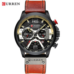 Military Chronograph Watch Leather Strap