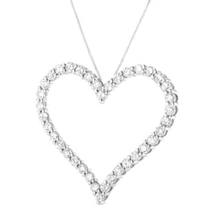 3 ct. tw Genuine Diamond Heart Pendant .925 Sterling Silver (I-J Color/ I2-I3 Clarity) 18" Necklace