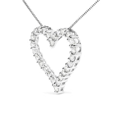 2 ct. tw Genuine Diamond Heart Pendant Necklace .925 Sterling Silver (I-J Color/ I2-I3 Clarity) 18' Necklace