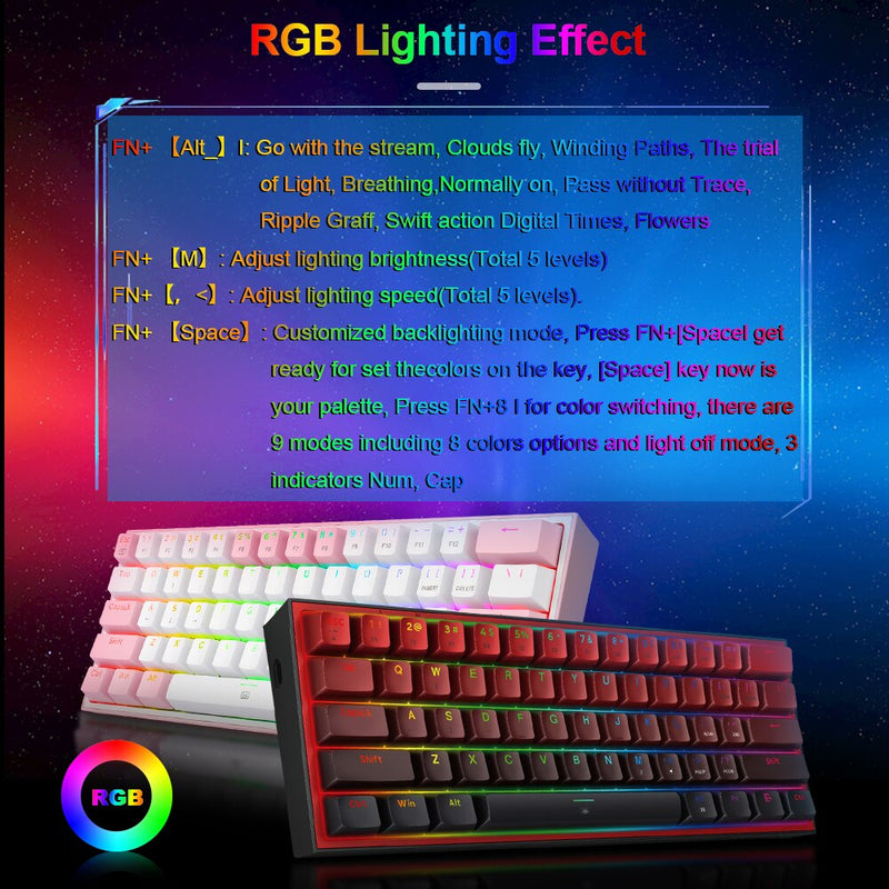 Mini RGB Lit Gaming Keyboard Mechanical Wired