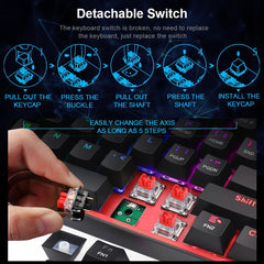 Mini RGB Lit Gaming Keyboard Mechanical Wired