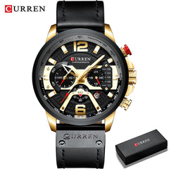 Military Chronograph Watch Leather Strap