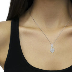 1/3 ct. tw Genuine Diamond Ribbon Halo Heart Pendant Necklace .925 Sterling Silver (I-J Color/ I2-I3 Clarity) 18" Necklace