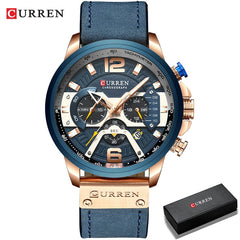 Military Chronograph Watch Leather Strap