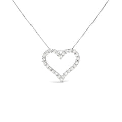 2 ct. tw Genuine Diamond Heart Pendant Necklace .925 Sterling Silver (I-J Color/ I2-I3 Clarity) 18' Necklace