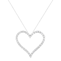 3 ct. tw Genuine Diamond Heart Pendant .925 Sterling Silver (I-J Color/ I2-I3 Clarity) 18" Necklace