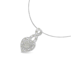 1/3 ct. tw Genuine Diamond Ribbon Halo Heart Pendant Necklace .925 Sterling Silver (I-J Color/ I2-I3 Clarity) 18" Necklace