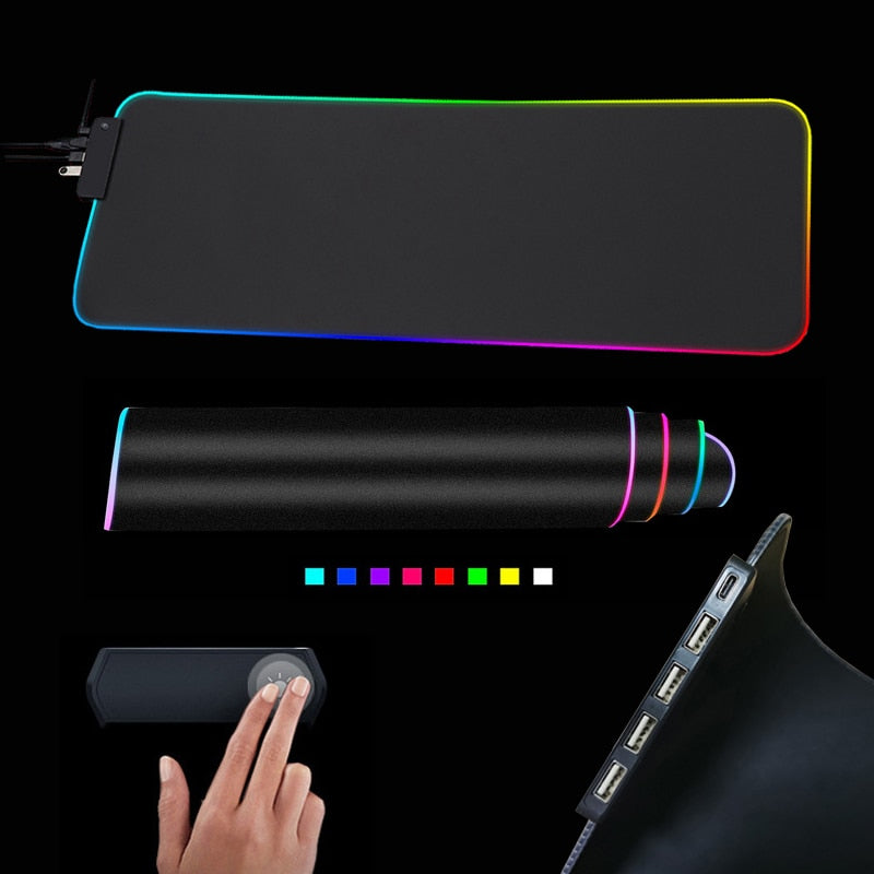 LED Lighted RGB Mouse Pad with Cable