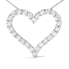 2 ct. tw Genuine Diamond Heart Pendant Necklace .925 Sterling Silver (I-J Color/ I2-I3 Clarity) 18' Necklace