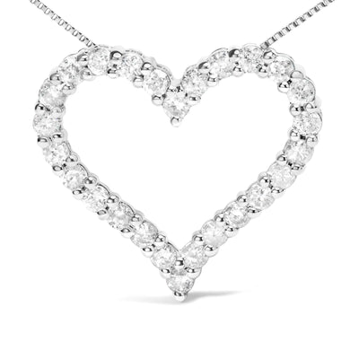 2 ct. tw Genuine Diamond Heart Pendant Necklace .925 Sterling Silver (I-J Color/ I2-I3 Clarity) 18' Necklace